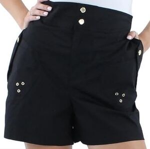 NWT Lauren Ralph Lauren Womens Grommet Twill Casual Shorts Black